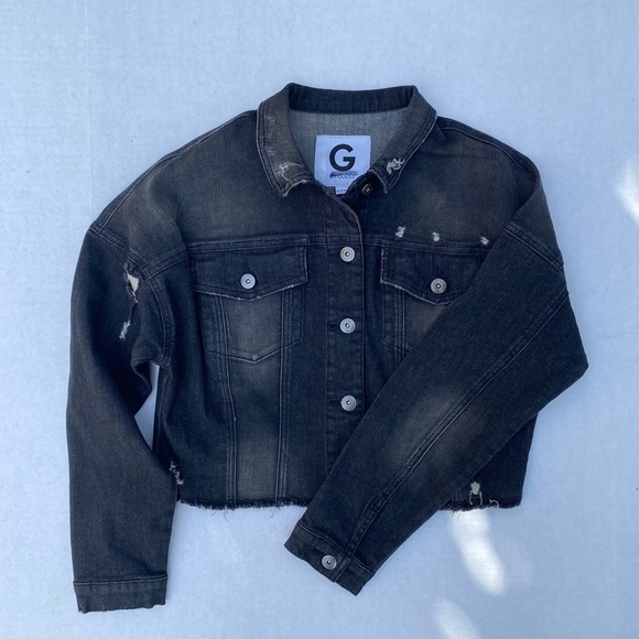 New G by Guess Destroyed Denim Cropped Jacket SZ S - Picture 1 of 4